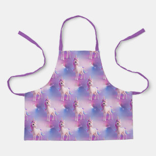 Niedliches weißes Einhorn mit rosa-blauem Mane-Mus Schürze