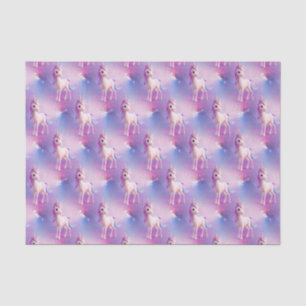 Niedliches weißes Einhorn mit rosa und blauem Mane Seidenpapier