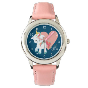 Niedliches Weißes Einhorn Rosa Herz Armbanduhr