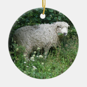 Niedliches Weißes Fieberschaf Keramik Ornament