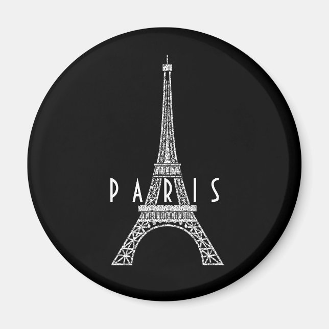 Niedliches weißes Frankreich - Eiffelturm Button Magnet (Vorne)