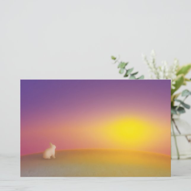 Niedliches Weißes Kaninchen auf Grassy Hill bei So (Stehend Vorderseite)