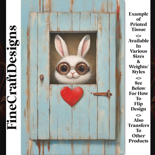 Niedliches Weißes Kaninchen und Rotes Liebe Herz B Seidenpapier (Von Creator hochgeladen)