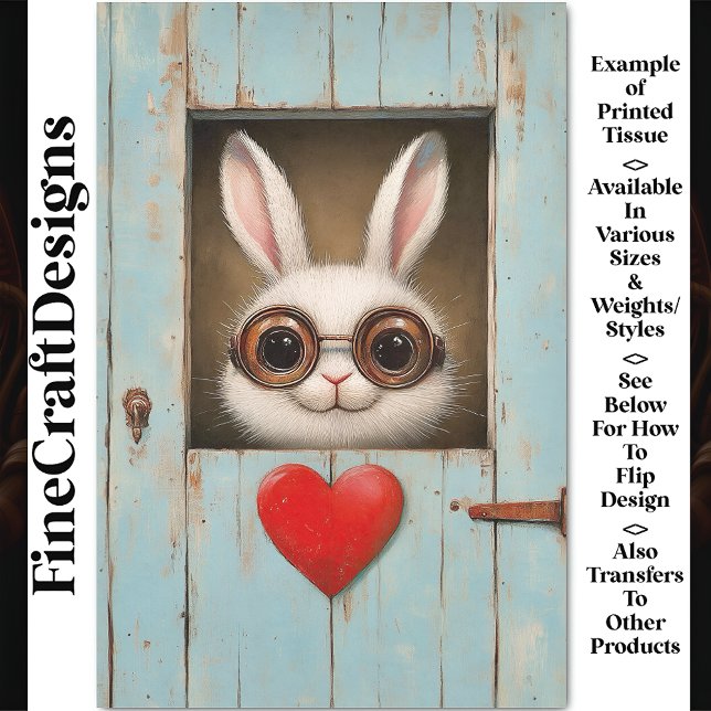 Niedliches Weißes Kaninchen und Rotes Liebe Herzst Seidenpapier (Von Creator hochgeladen)