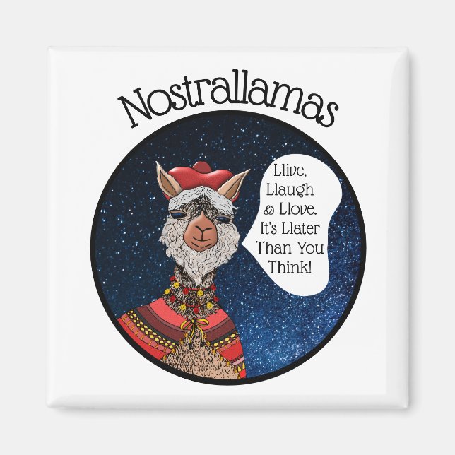Niedliches weißes Nostradamus Llama Inspiration Sp Magnet (Vorne)