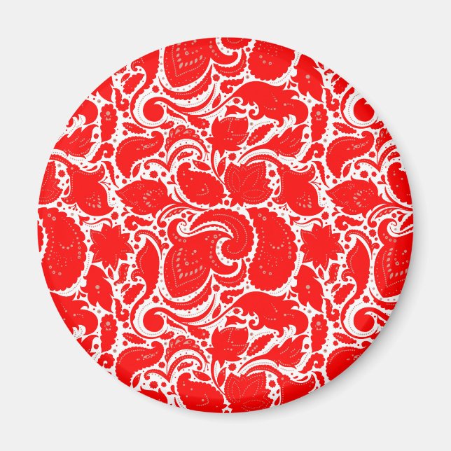 Niedliches, weißes Paisley Magnet (Vorne)