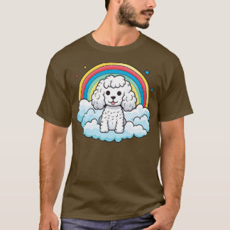 Niedliches weißes Poodle Regenbogenwolke Welpe Kaw T-Shirt