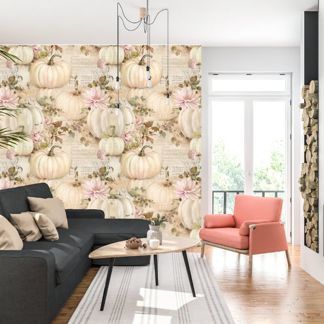 Niedliches weißes Pumpkin Fall Halloween-Party Kin Tapete (Von Creator hochgeladen)