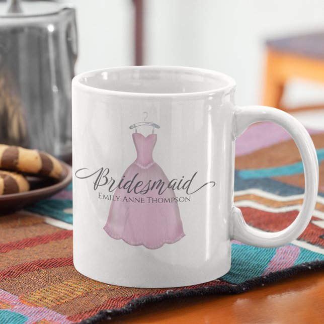 Niedliches weißes, rosa Brautjungfrau Hochzeitskle Kaffeetasse (Von Creator hochgeladen)