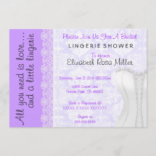 Niedliches weißes Spitze-Korsett-Wäsche-Brautparty Einladung