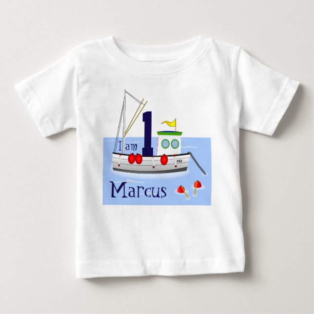 Niedliches Weißfischboot auf Wasser Baby T-shirt (Vorderseite)