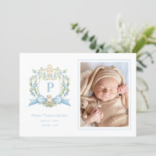 Niedliches Welpe Blue Ribbon-Wappen   Baby Jungen Ankündigung