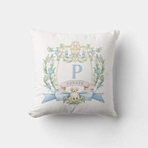Niedliches Welpe Blue Ribbon-Wappen Baby Jungen Kissen