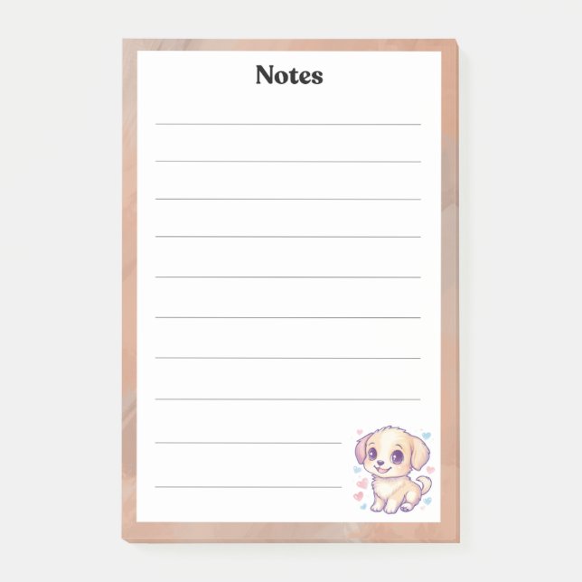 Niedliches Welpe-Lined-Notepad | Dog-Themed Statio Post-it Klebezettel (Vorderseite)