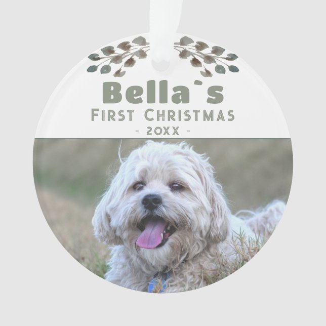 Niedliches Welpen-Foto Ornament (Vorderseite)