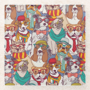 Niedliches Welpen-Mode-Muster Glasuntersetzer