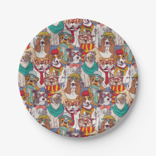 Niedliches Welpen-Mode-Muster Pappteller