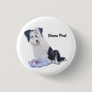 Niedliches Welpengrenzcollie gimme fünf! Button