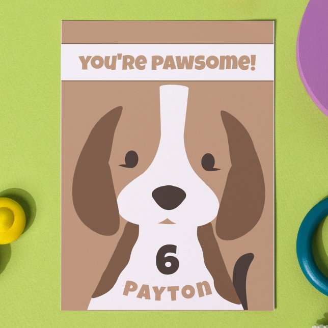 Niedliches Welpenhundealter und Namensgeber für di Dankeskarte (cute puppy dog birthday card thank you card with custom name and age)