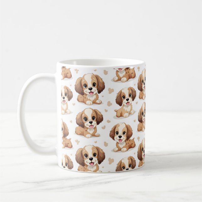 Niedliches Welpenmuster Kaffeetasse (Links)