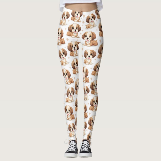 Niedliches Welpenmuster Leggings (Vorderseite)