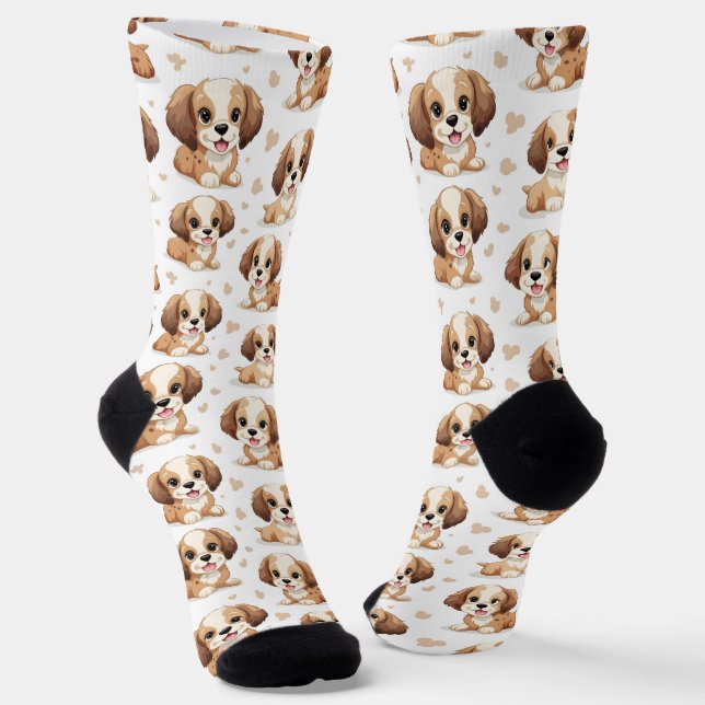 Niedliches Welpenmuster Socken (Gewinkelt)
