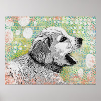 Niedliches Welpenposter - Golden Retriever Dose Ar