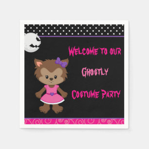 Niedliches Werewolf-Girl-Halloween-Party Serviette