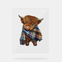 Niedliches West Highland Kuh Baby mit Kariertem Sc