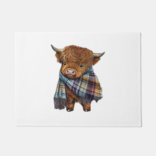 Niedliches West Highland Kuh Baby mit Kariertem Sc Fußmatte