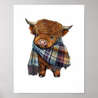 Niedliches West Highland Kuh Baby mit Kariertem Sc