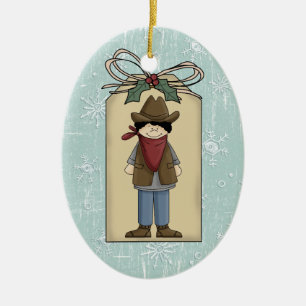Niedliches Western-Cowboy-Geschenk-Umbau-Andenken Keramikornament