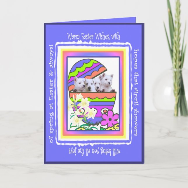Niedliches Westie fröhliche Ostern wünscht Karte (Vorderseite)
