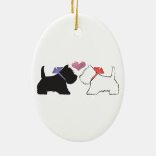 Niedliches Westie verfolgt Kunst Keramik Ornament