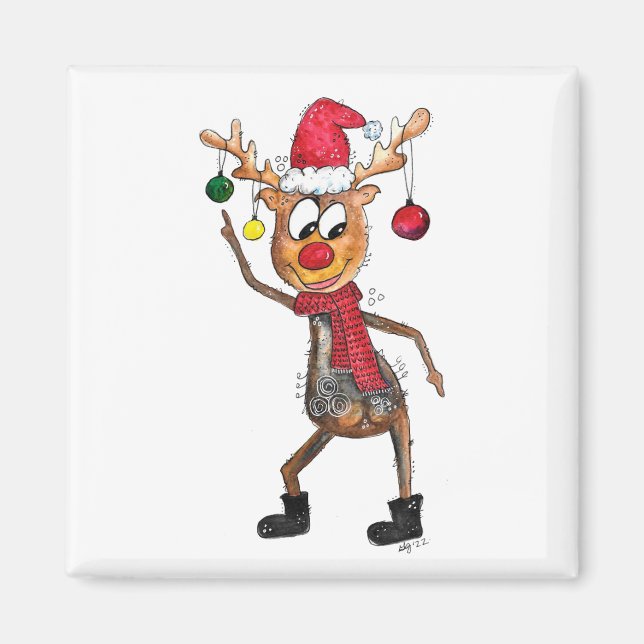 Niedliches Whimsical Dancing Weihnachtsbaum Magnet (Vorne)