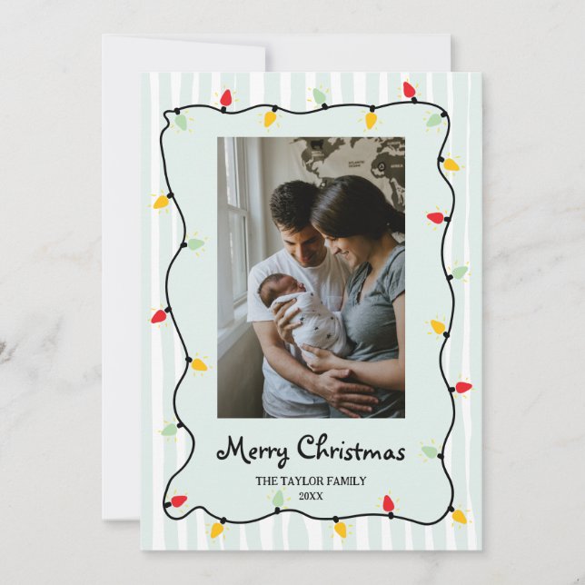 Niedliches Whimsical Frohe WeihnachtsLICHT Foto Einladung (Vorderseite)