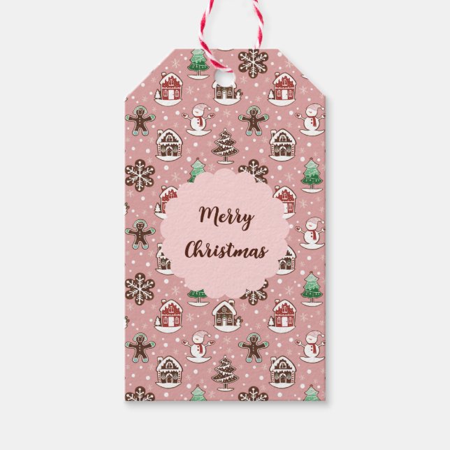 Niedliches Whimsical Holiday Cookie Muster Weihnac Geschenkanhänger (Vorderseite)