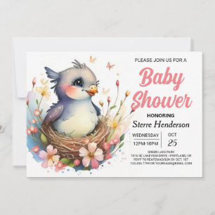Niedliches Whimsical in die Woods Bird Baby Dusche Einladung