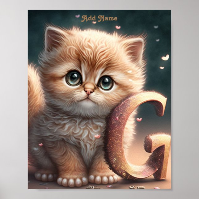 Niedliches Whimsical Kitty Cat Hearts Kinderzimmer Poster (Vorne)