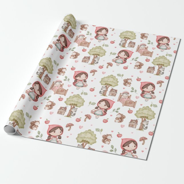 Niedliches Whimsical Little Red Riding Hood Storyb Geschenkpapier (Ungerollt)