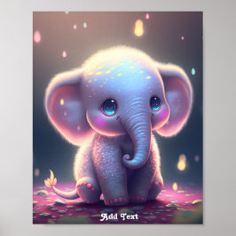 Niedliches Whimsical Pink Pastel Baby Elephant Kin Poster