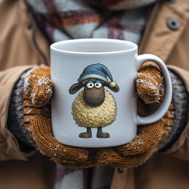 Niedliches Whimsical Sheep mit Weihnachtsgeschenk Kaffeetasse