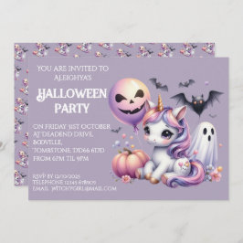 Niedliches Whimsical Unicorn-Halloween-Party Einladung