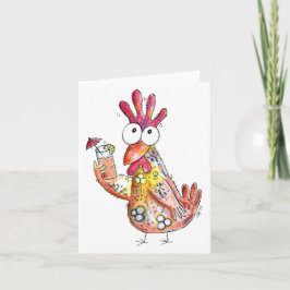 Niedliches Whimsikhühnchen mit Tropengetränk Karte