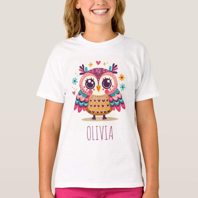 Niedliches Whimsisches Owl T-Shirt (Vorderseite)