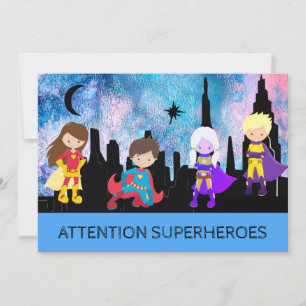 *~* Niedliches Whimsisches SUPERHEROS Kindergeburt Einladung