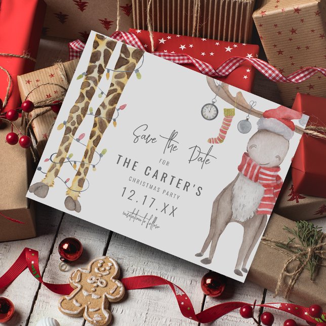 Niedliches Whimsisches Weihnachtsfest Save the Dat Ankündigungspostkarte (Von Creator hochgeladen)