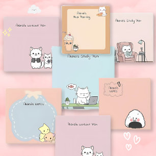 Niedliches White Cat Memo Meal Planning kawaii Ess Post-it Klebezettel
