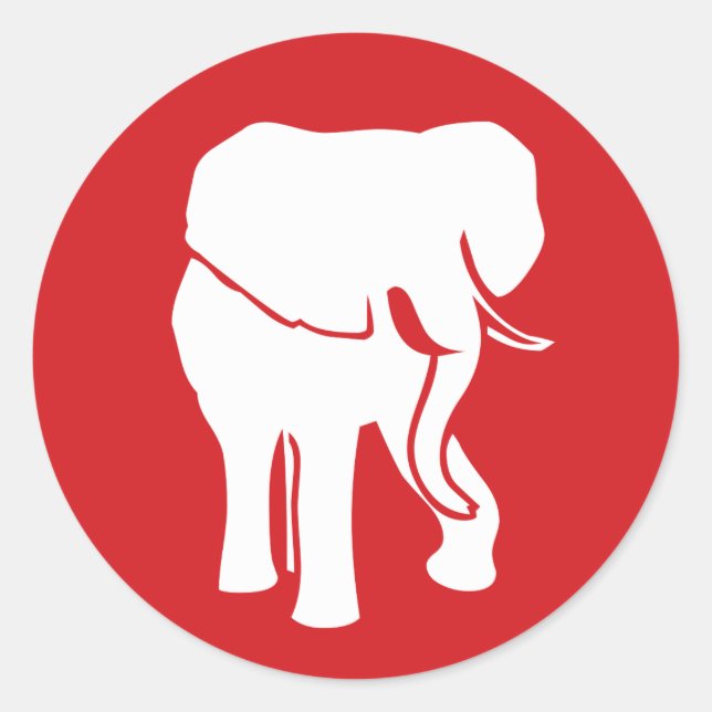 Niedliches White Elephant-Logo, wählen Sie die Hin Runder Aufkleber (Vorderseite)