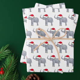 Niedliches White Elephant Weihnachts-Party Geschenkpapier Set